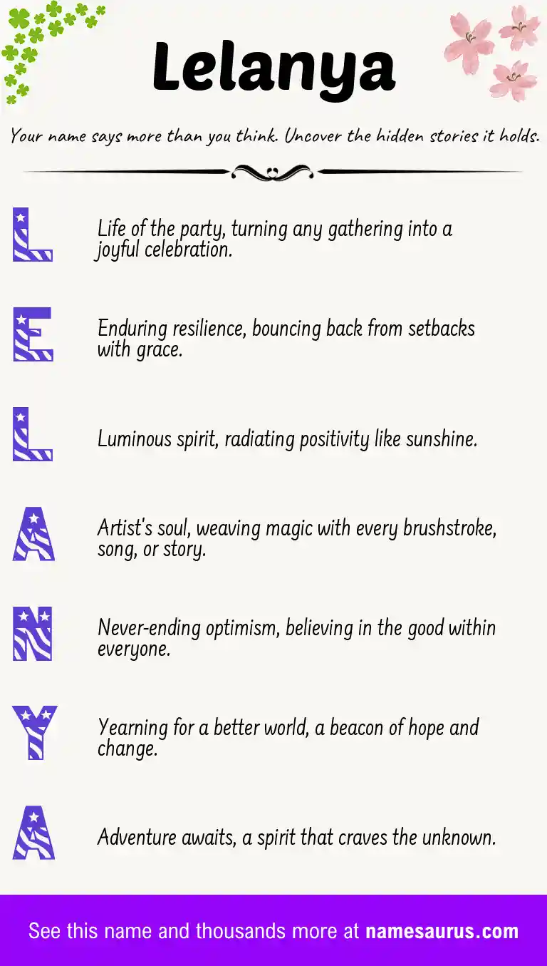 Acrostic poem about Lelanya.