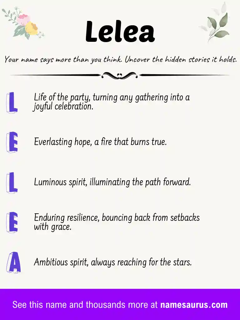 Acrostic poem about Lelea.