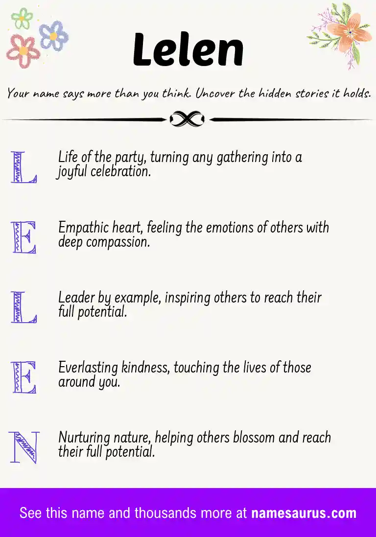 Acrostic poem about Lelen.