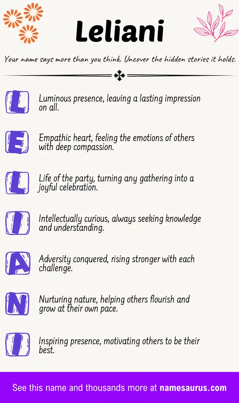 Acrostic poem about Leliani.