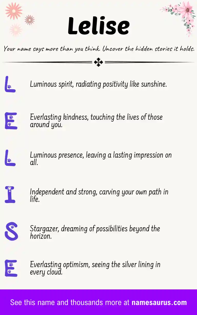 Acrostic poem about Lelise.