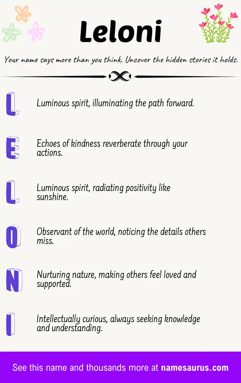 Acrostic poem about Leloni.