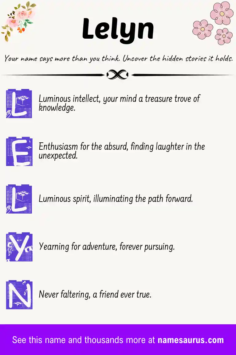 Acrostic poem about Lelyn.