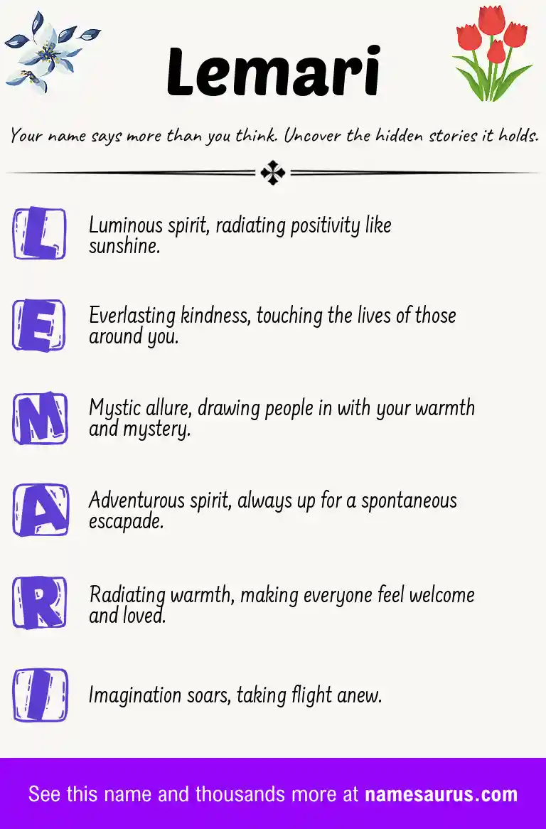 Acrostic poem about Lemari.