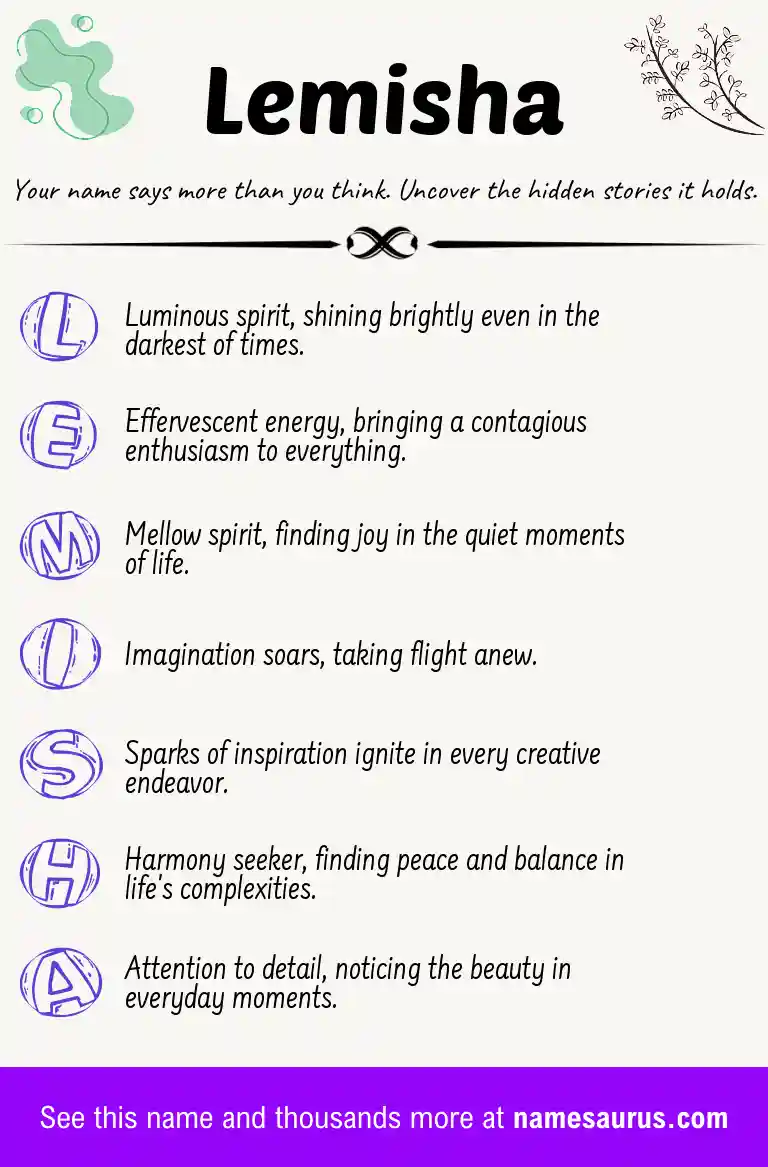 Acrostic poem about Lemisha.