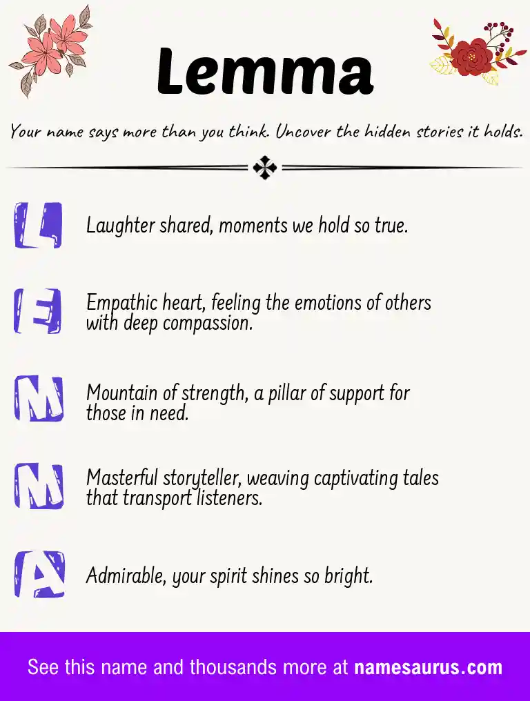 Acrostic poem about Lemma.