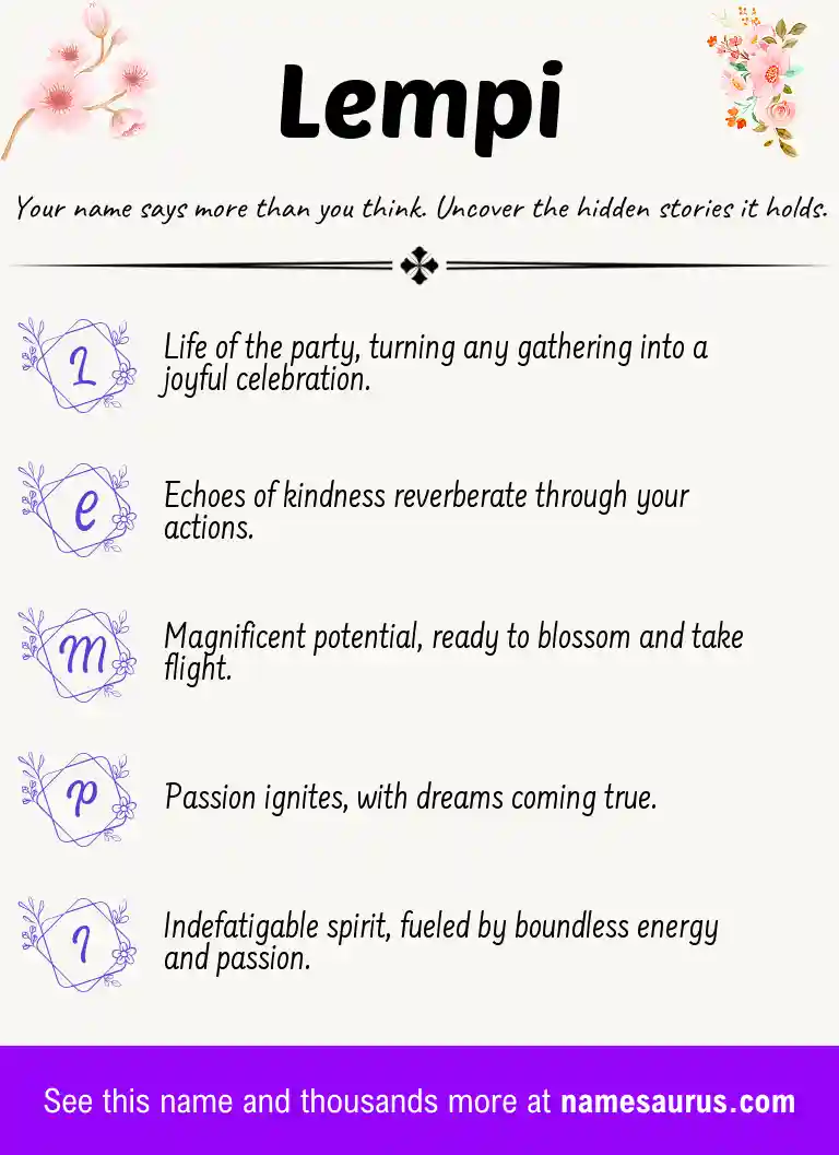 Acrostic poem about Lempi.