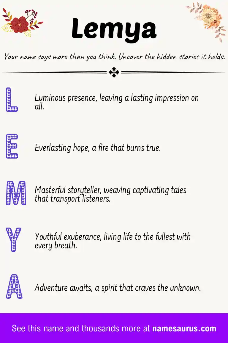 Acrostic poem about Lemya.