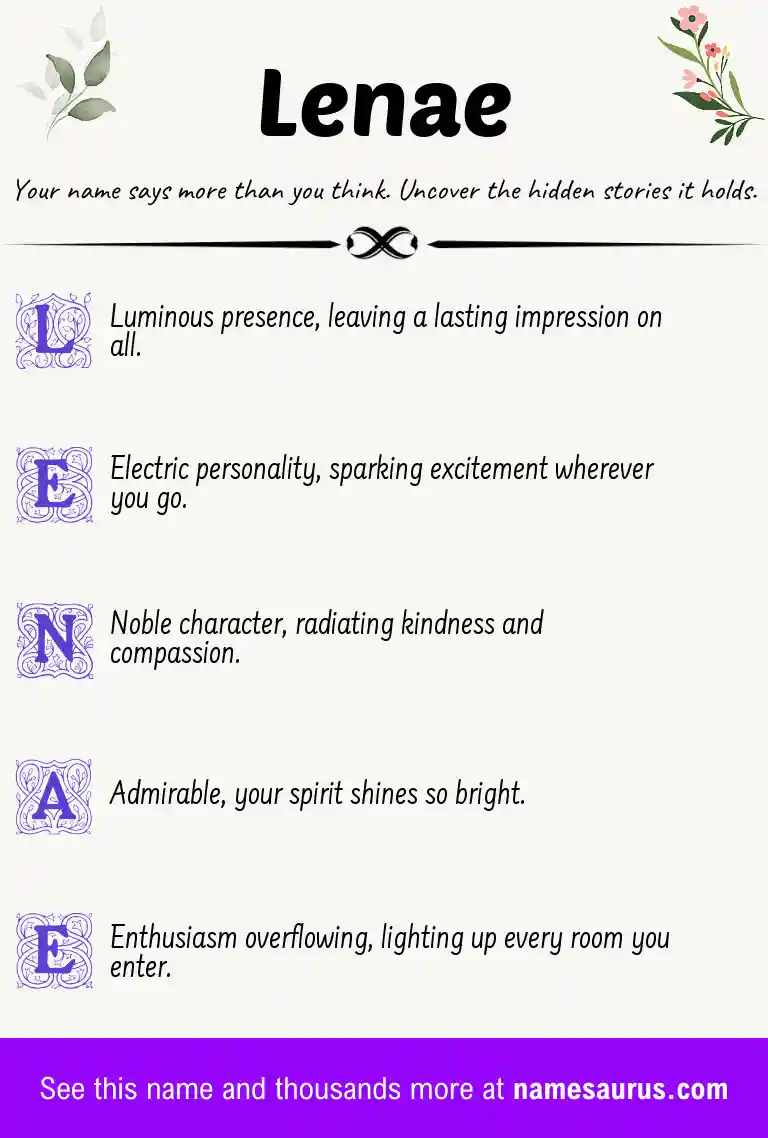 Acrostic poem about Lenae.