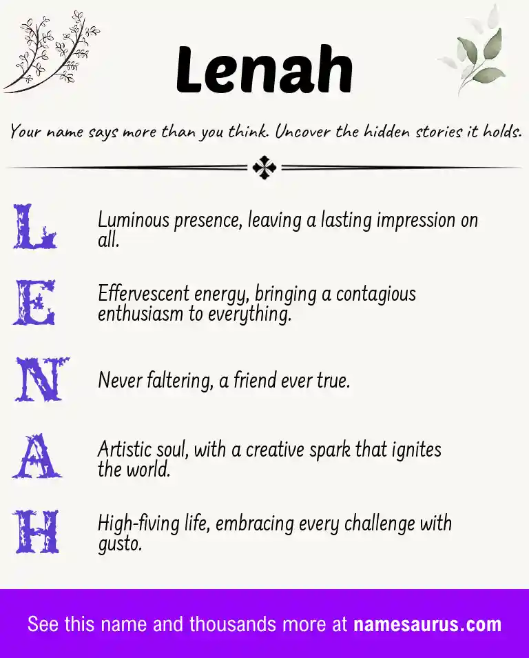 Acrostic poem about Lenah.