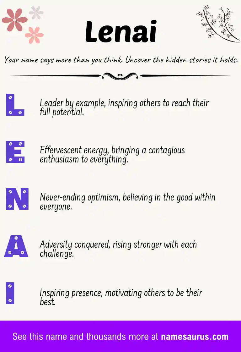 Acrostic poem about Lenai.