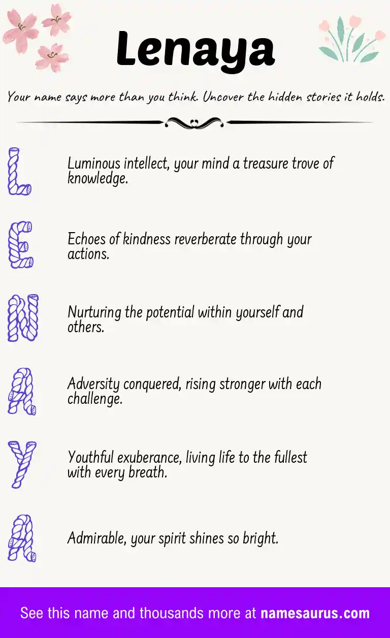 Acrostic poem about Lenaya.