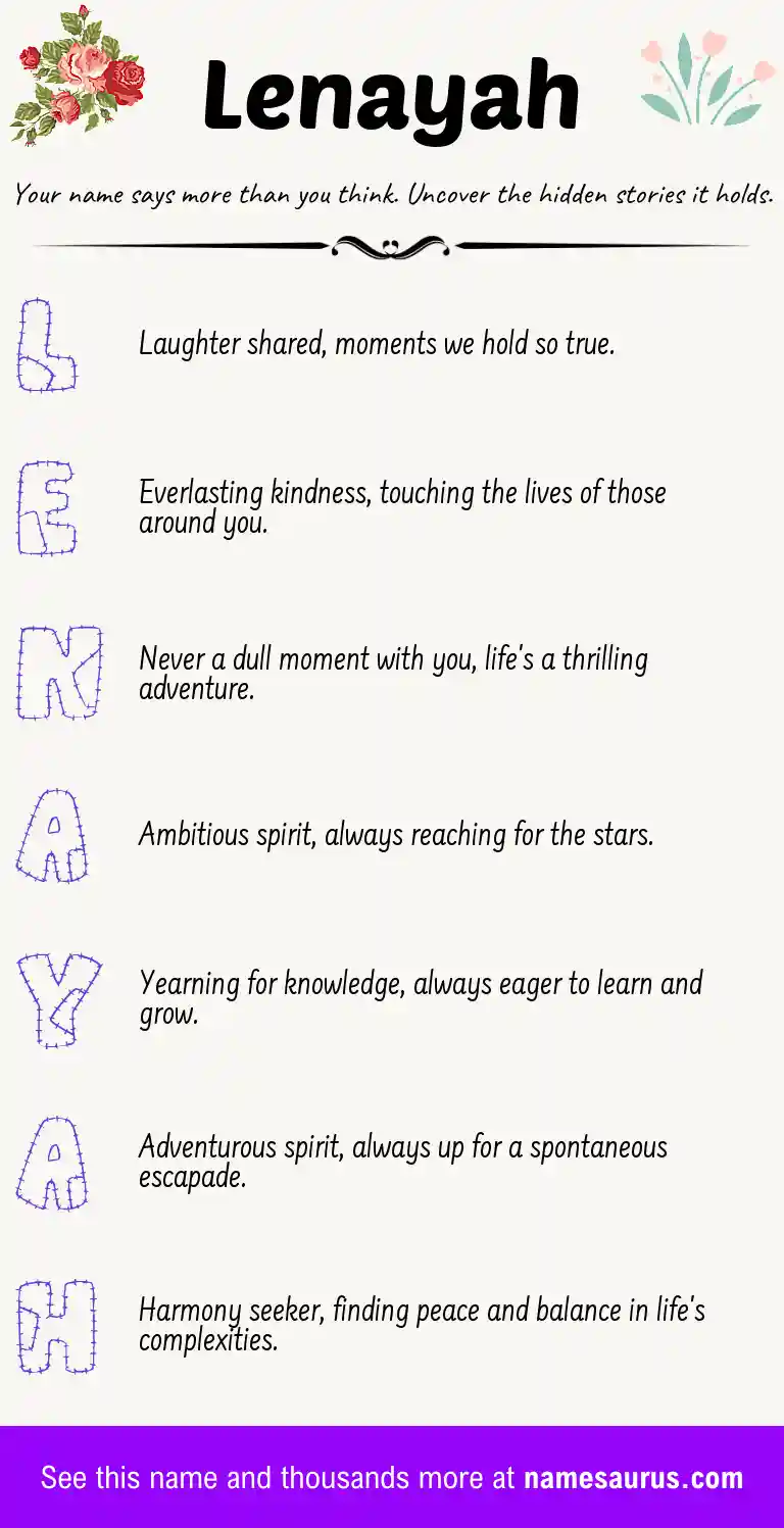 Acrostic poem about Lenayah.