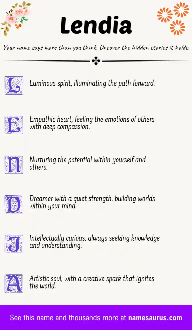 Acrostic poem about Lendia.