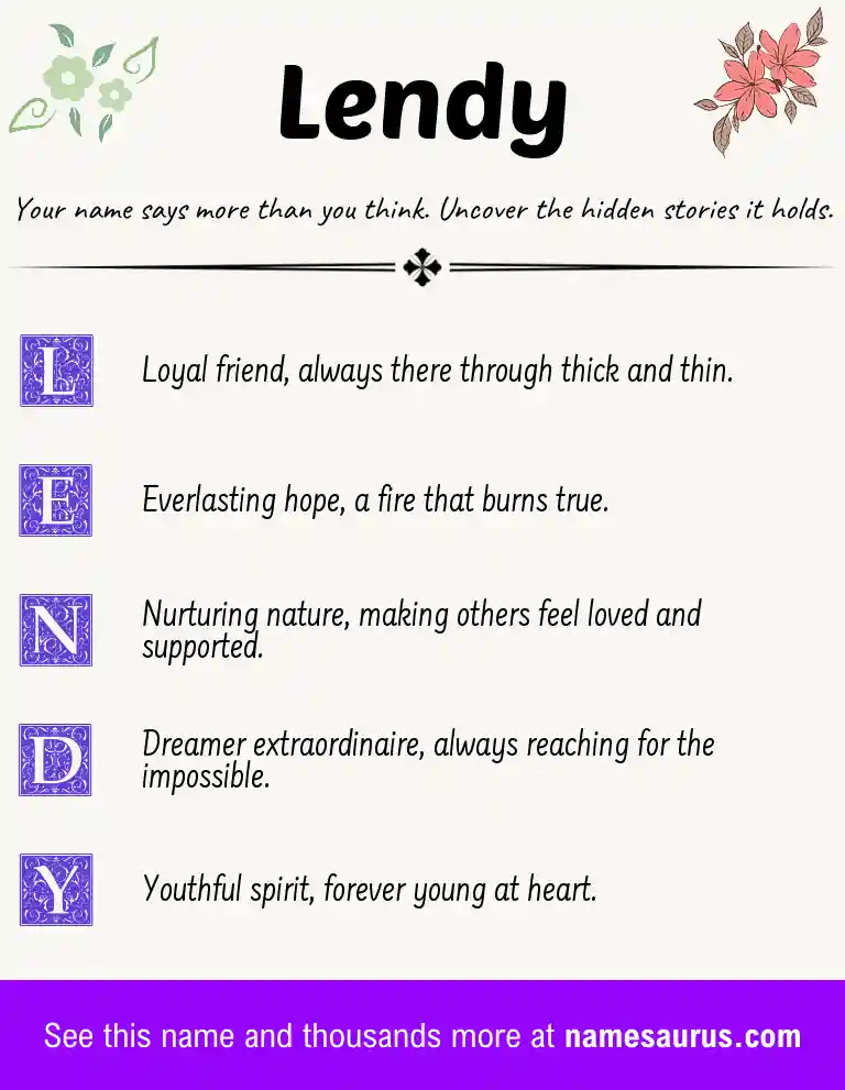 Acrostic poem about Lendy.