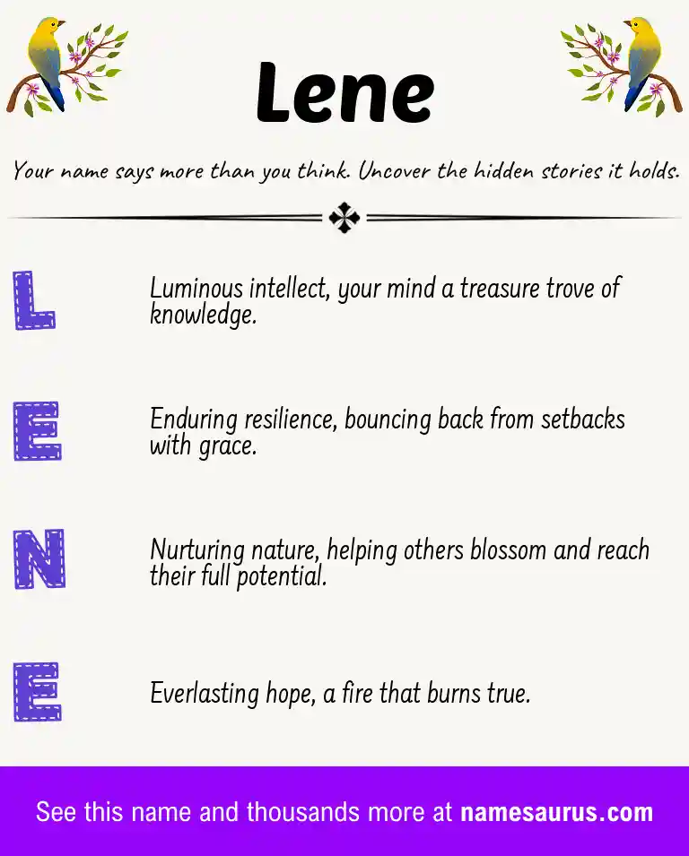 Acrostic poem about Lene.