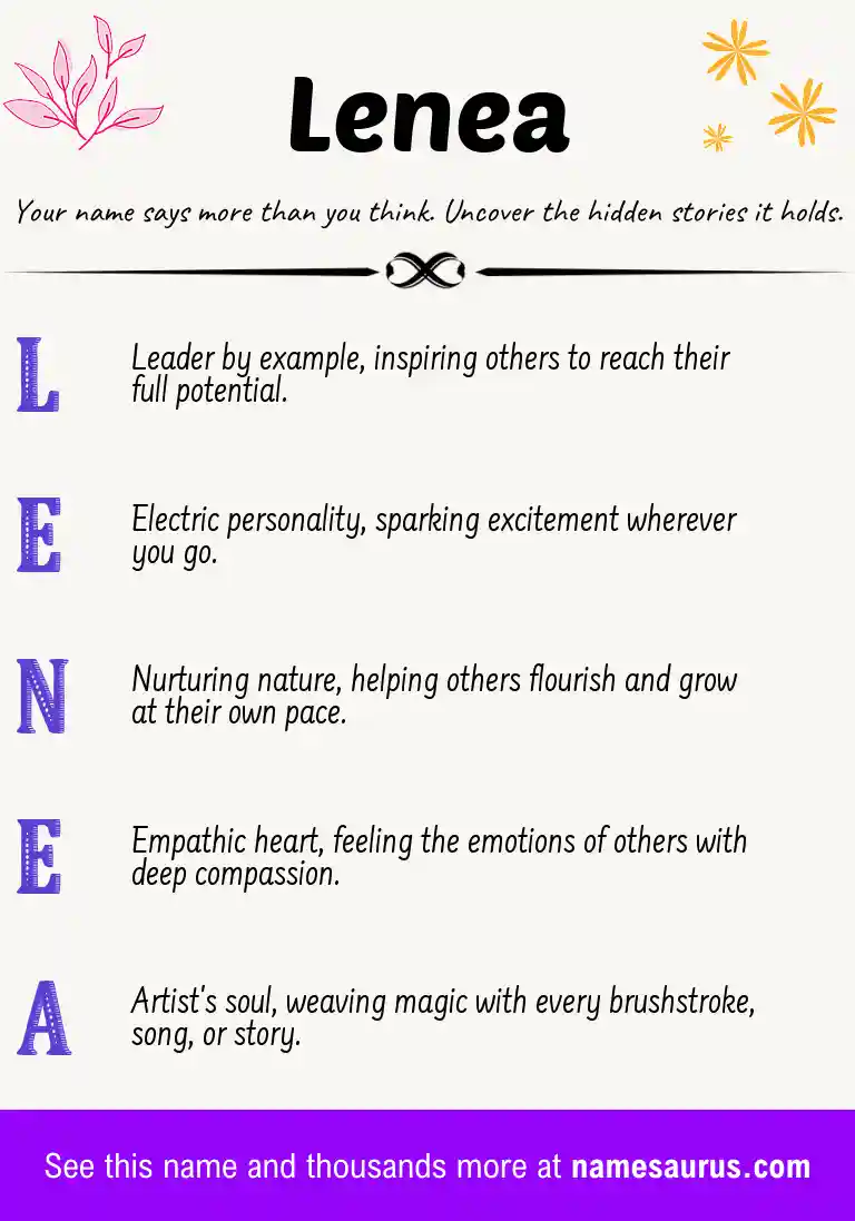 Acrostic poem about Lenea.