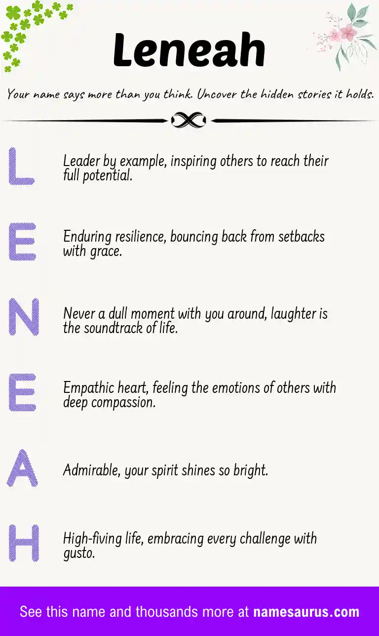 Acrostic poem about Leneah.