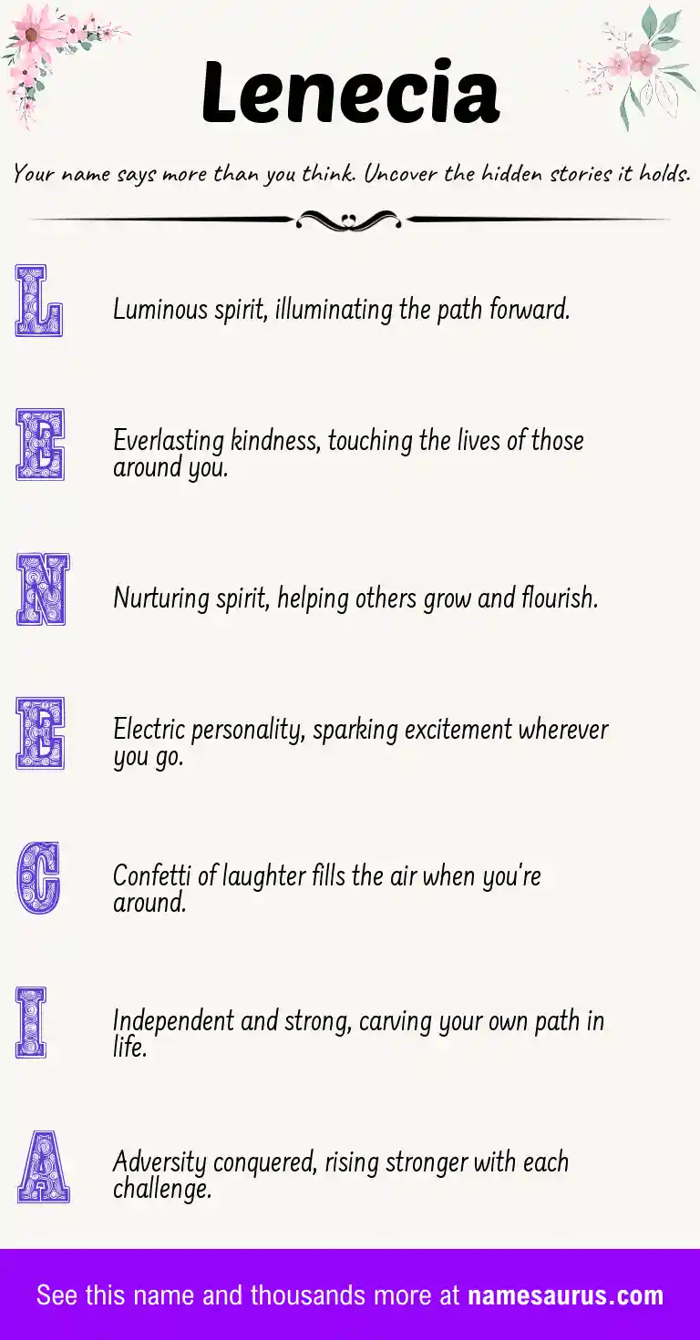 Acrostic poem about Lenecia.
