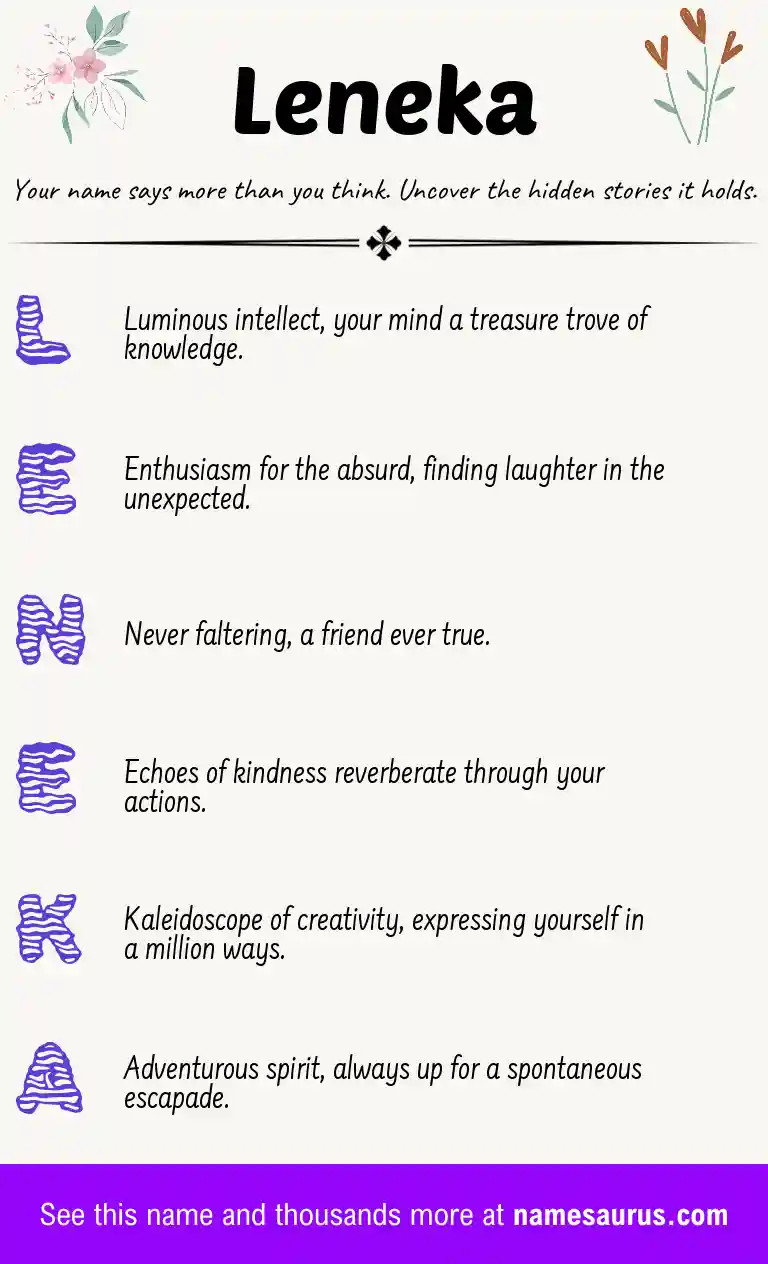Acrostic poem about Leneka.