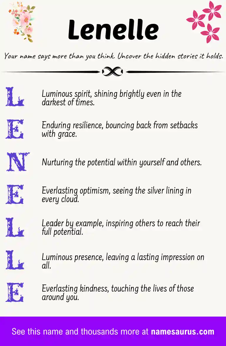Acrostic poem about Lenelle.