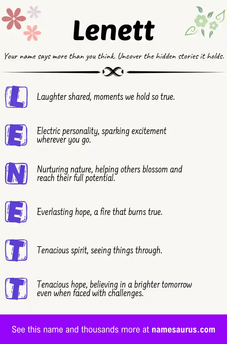 Acrostic poem about Lenett.