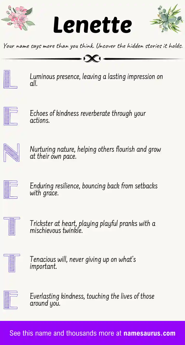 Acrostic poem about Lenette.