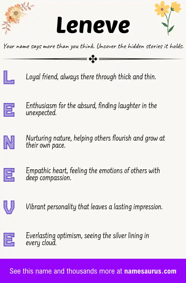 Acrostic poem about Leneve.