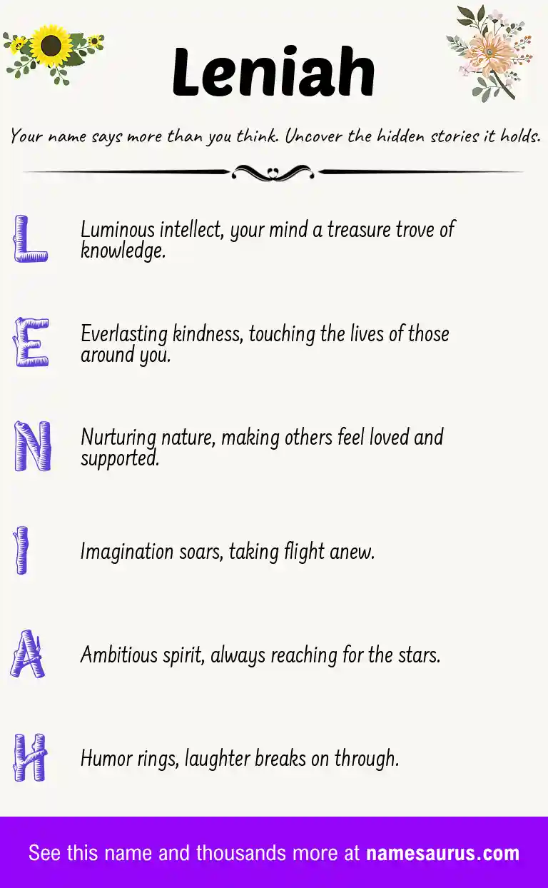 Acrostic poem about Leniah.