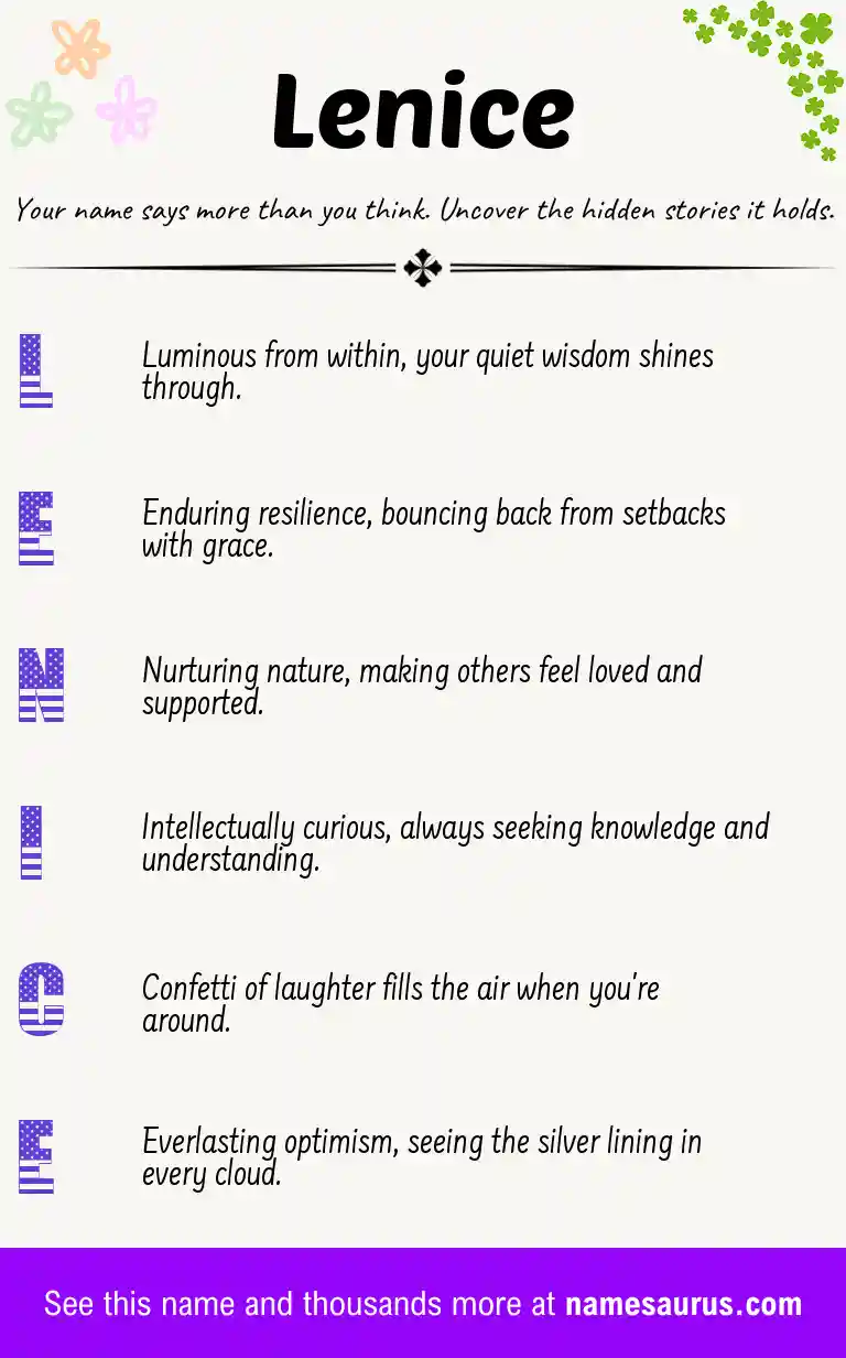 Acrostic poem about Lenice.