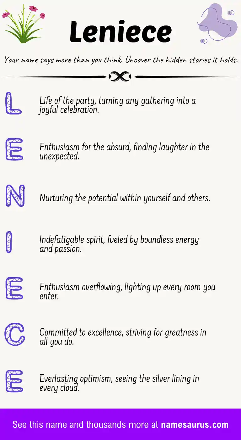 Acrostic poem about Leniece.