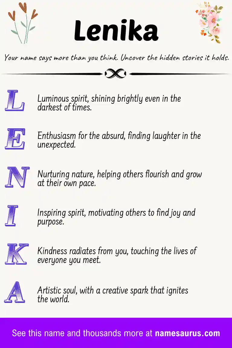 Acrostic poem about Lenika.