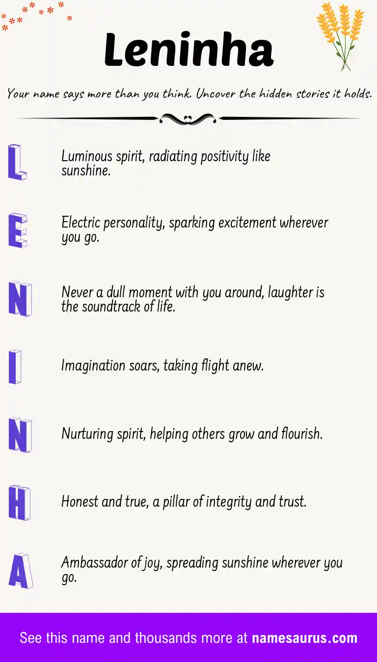 Acrostic poem about Leninha.