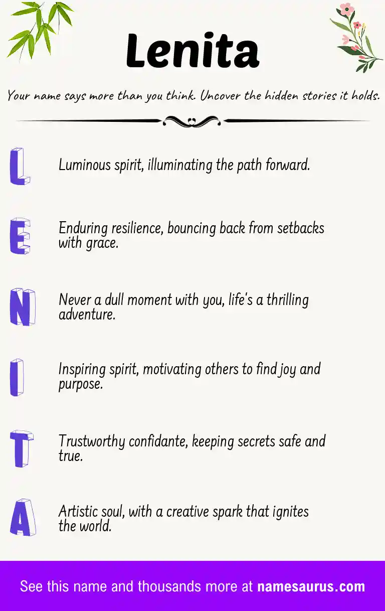 Acrostic poem about Lenita.