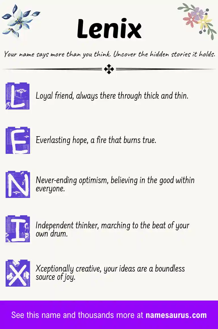 Acrostic poem about Lenix.