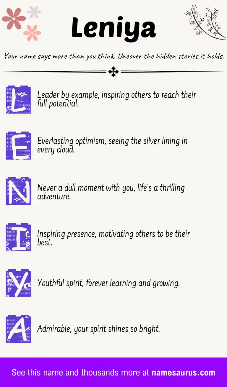 Acrostic poem about Leniya.