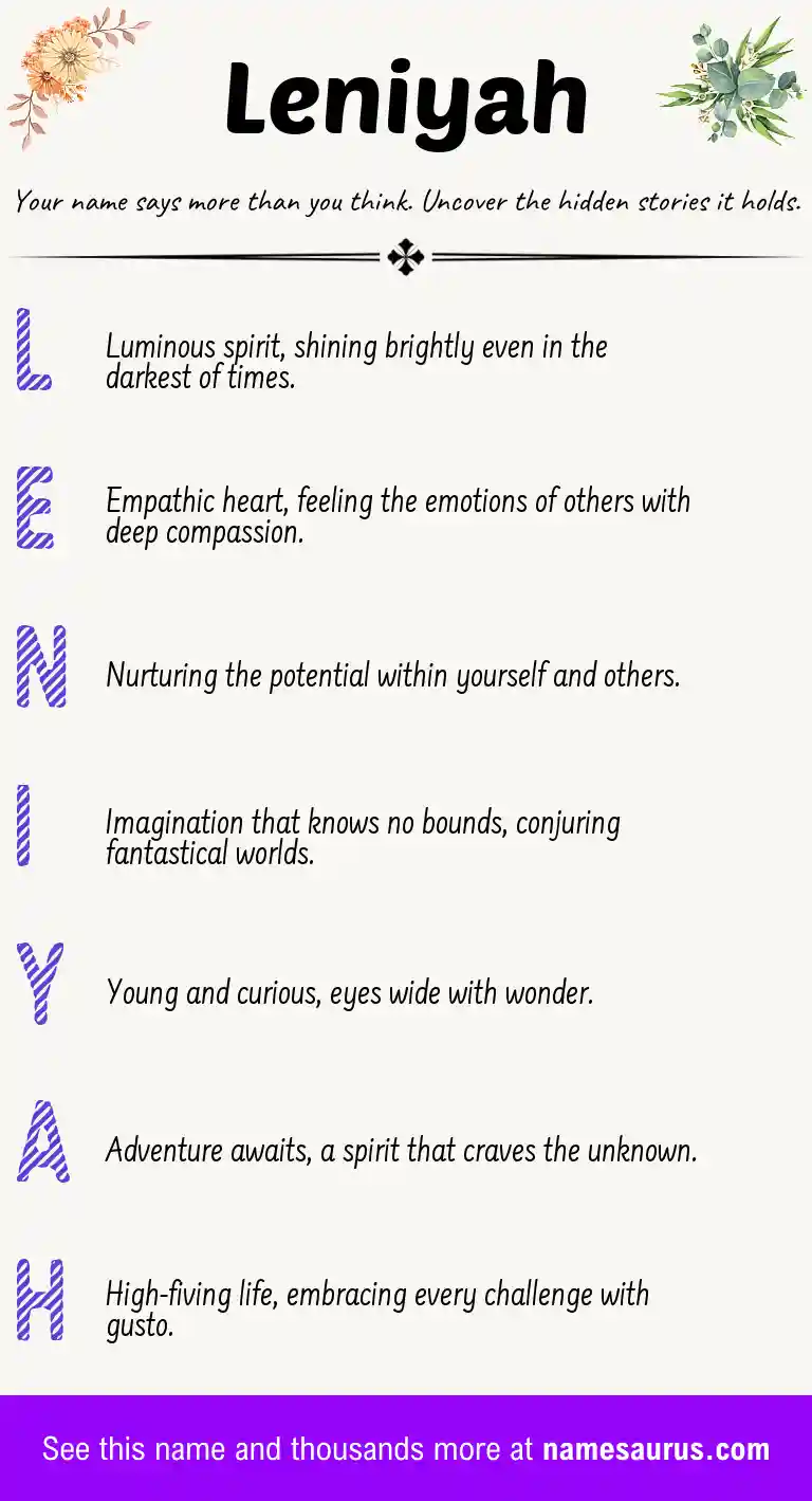 Acrostic poem about Leniyah.