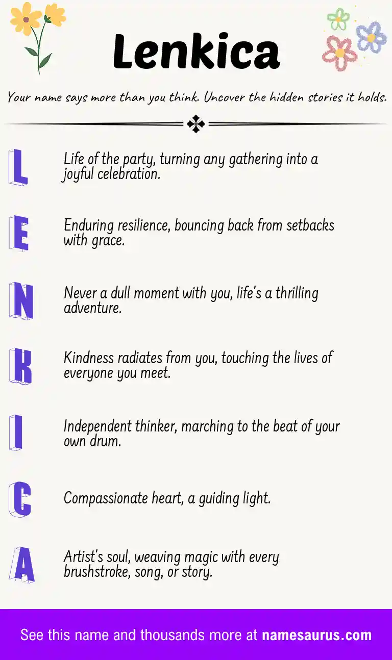 Acrostic poem about Lenkica.