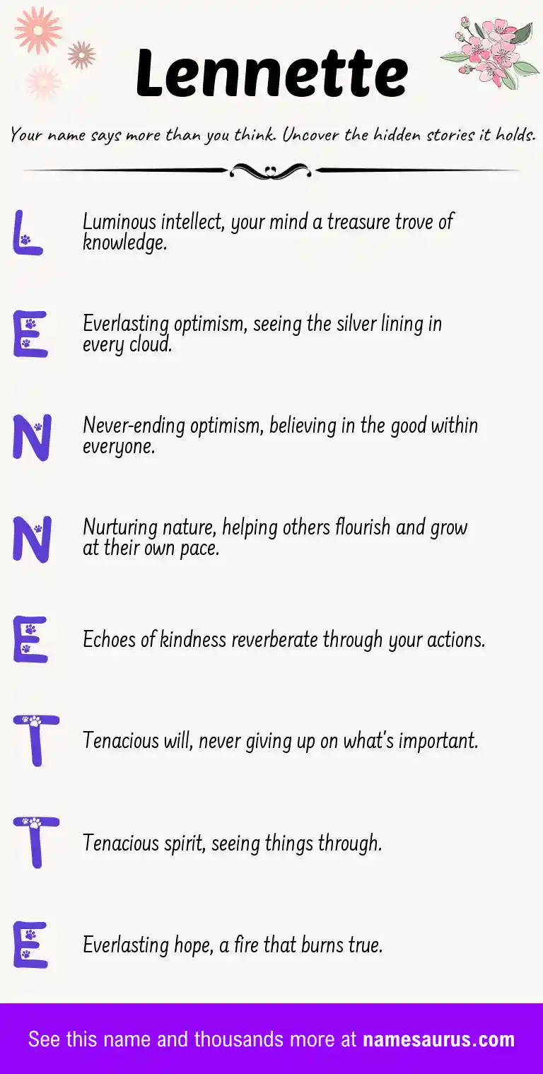 Acrostic poem about Lennette.