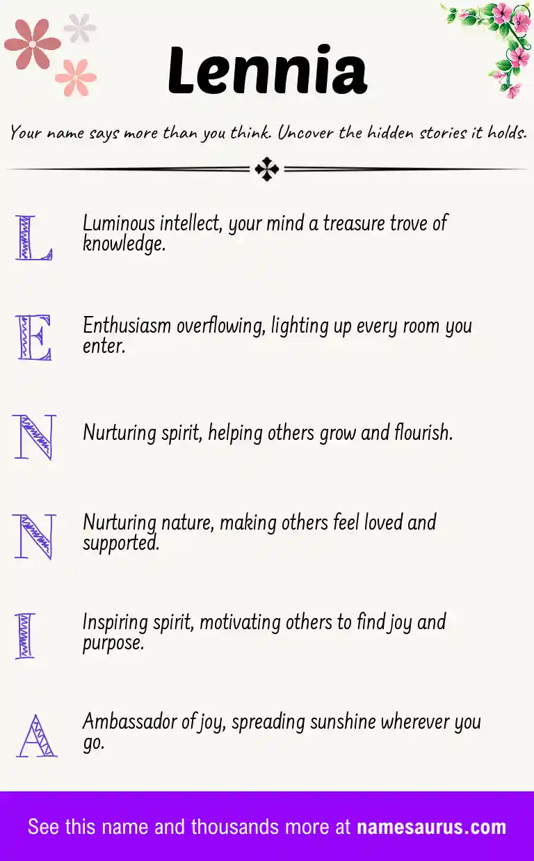 Acrostic poem about Lennia.
