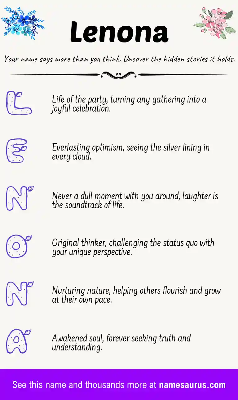 Acrostic poem about Lenona.