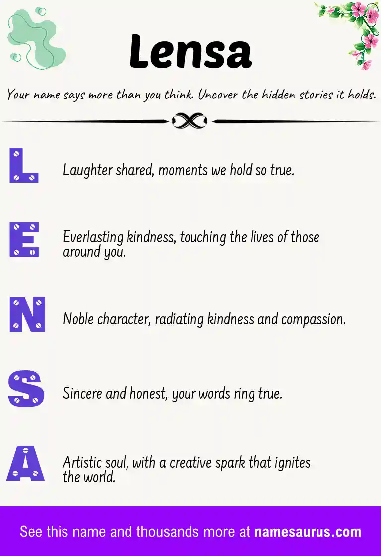 Acrostic poem about Lensa.