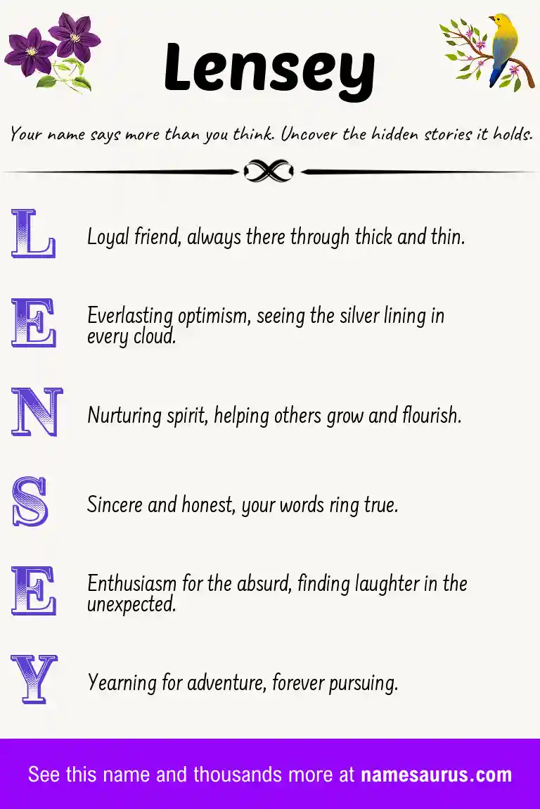 Acrostic poem about Lensey.