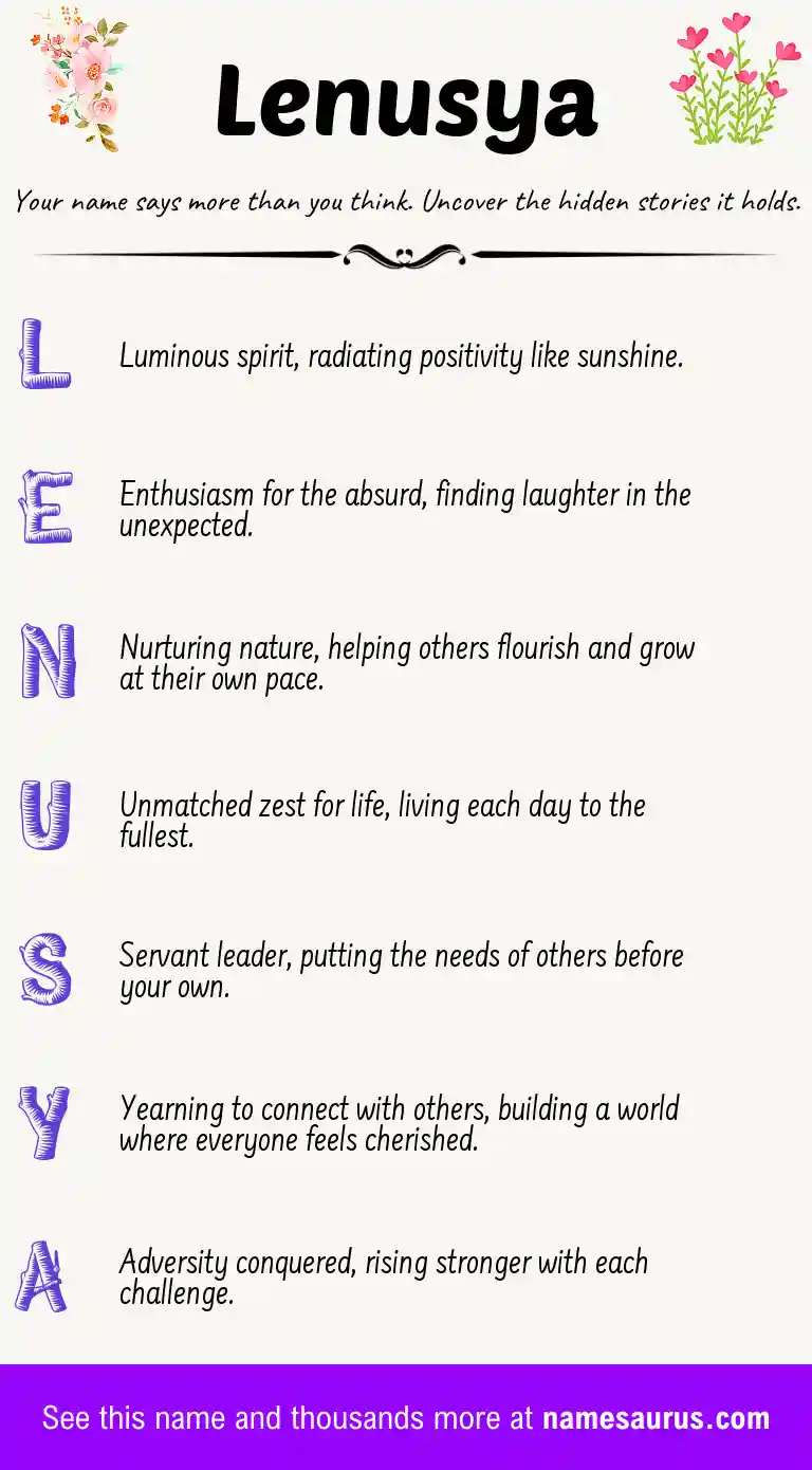 Acrostic poem about Lenusya.