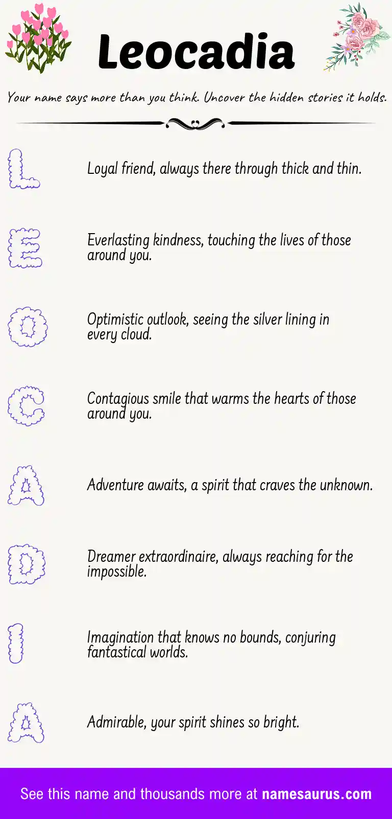 Acrostic poem about Leocadia.
