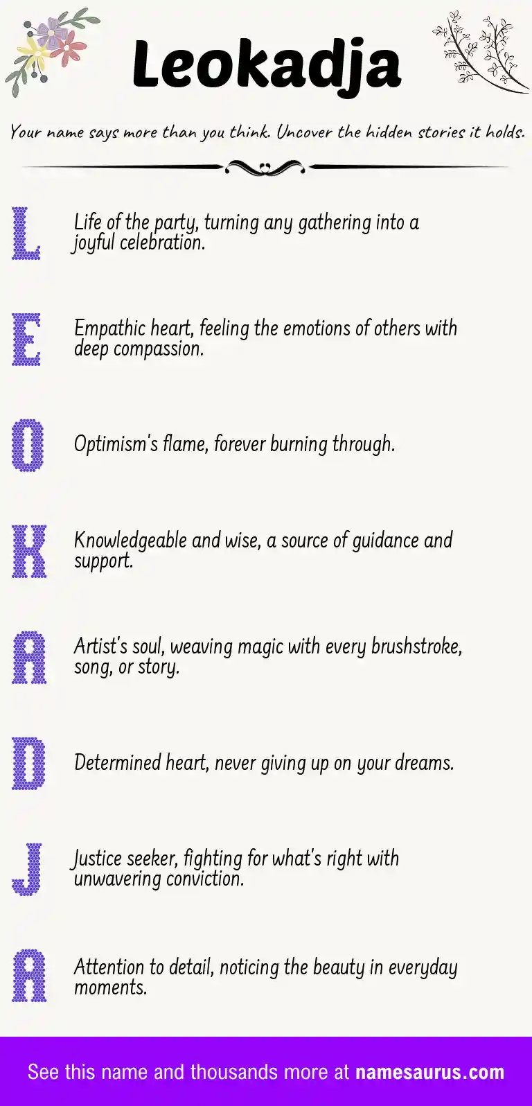 Acrostic poem about Leokadja.