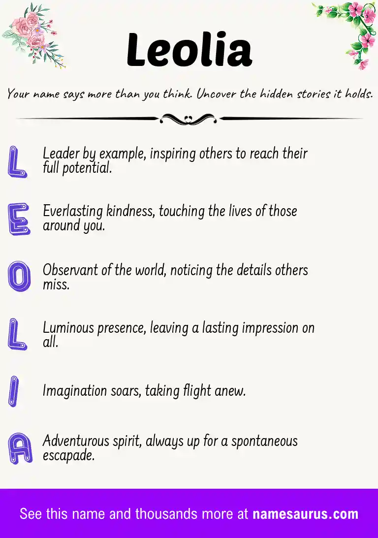 Acrostic poem about Leolia.