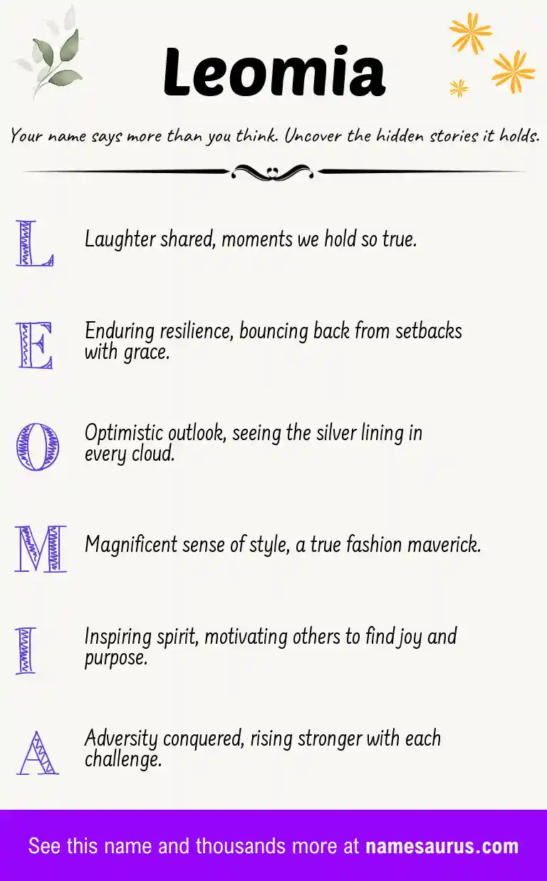 Acrostic poem about Leomia.