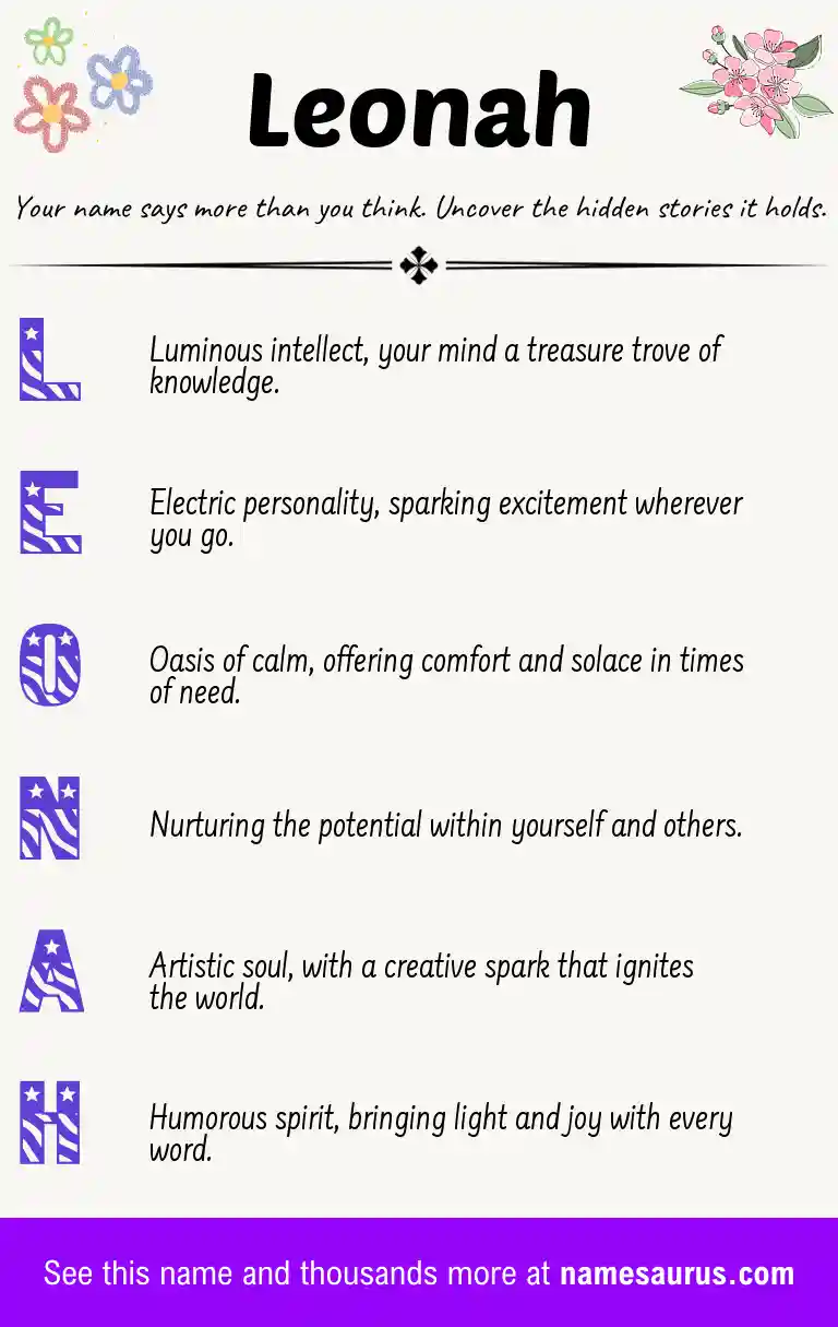 Acrostic poem about Leonah.