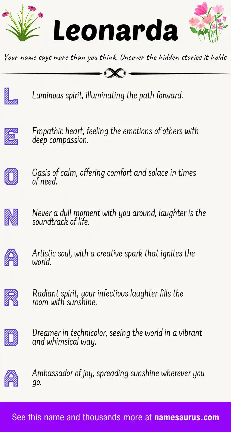 Acrostic poem about Leonarda.